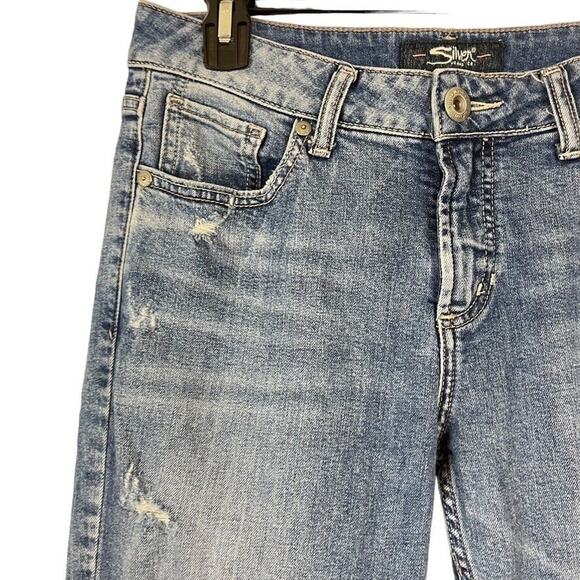 Silver Jeans Avery Slim Boot Cut Bootcut Medium Blue Wash Stretch Jeans 28 x30 - Picture 7 of 16